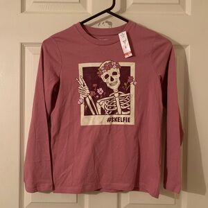 4/$20 Joe Fresh Mauve Skeleton Graphic Long Sleeve Tee